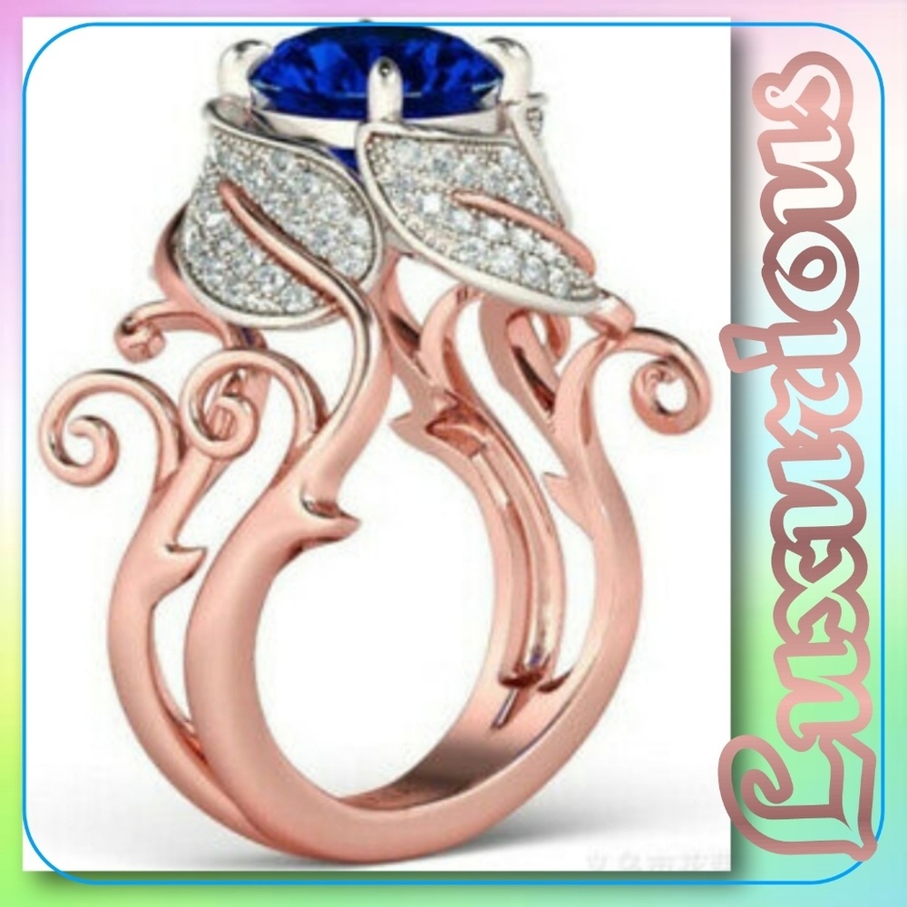 Rose Gold Flower Inspired Cocktail Ring Size 8